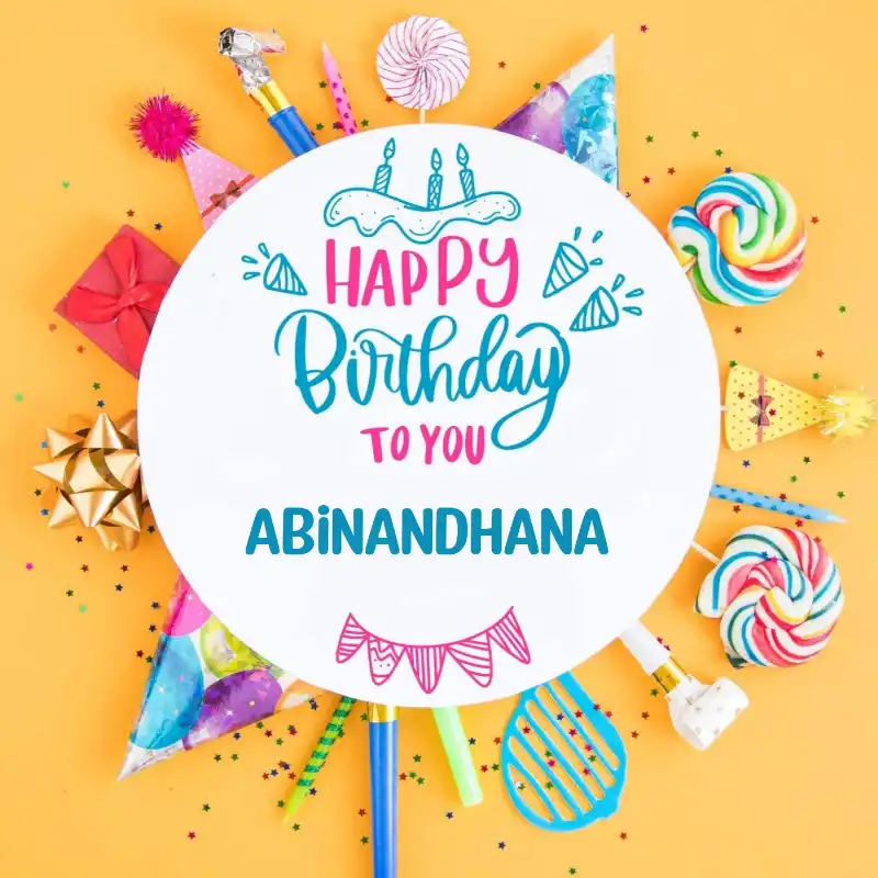 Happy Birthday Abinandhana Party Celebration Card