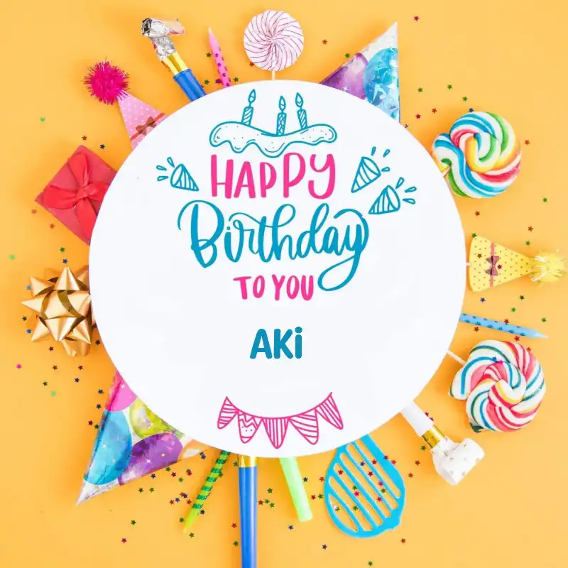 Happy Birthday Aki Party Celebration Card