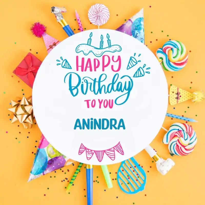 Happy Birthday Anindra Party Celebration Card