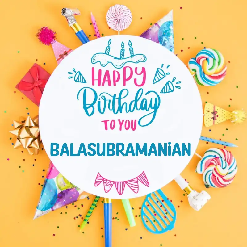 Happy Birthday Balasubramanian Party Celebration Card