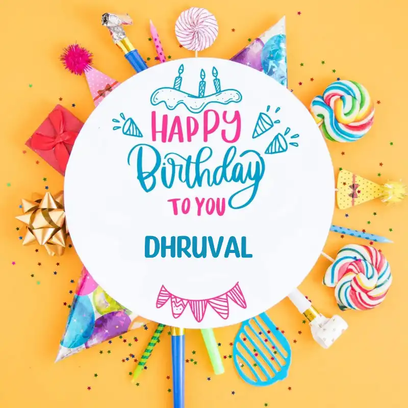 Happy Birthday Dhruval Party Celebration Card