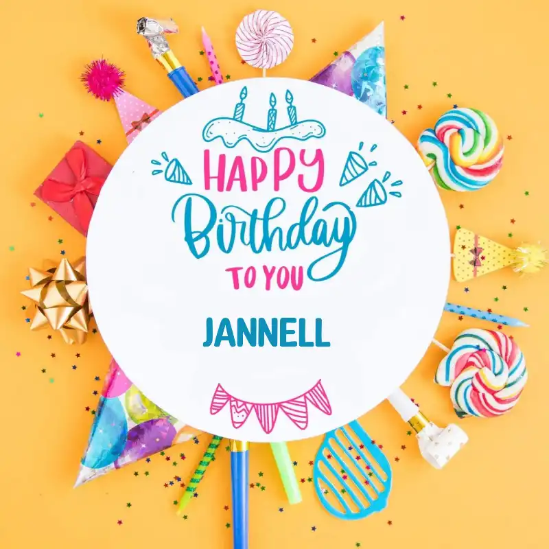 Happy Birthday Jannell Party Celebration Card
