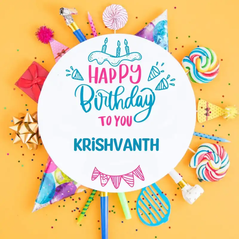 Happy Birthday Krishvanth Party Celebration Card