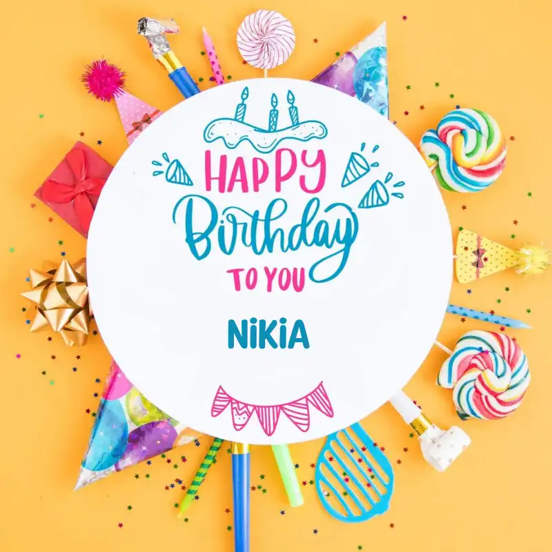 Happy Birthday Nikia Party Celebration Card