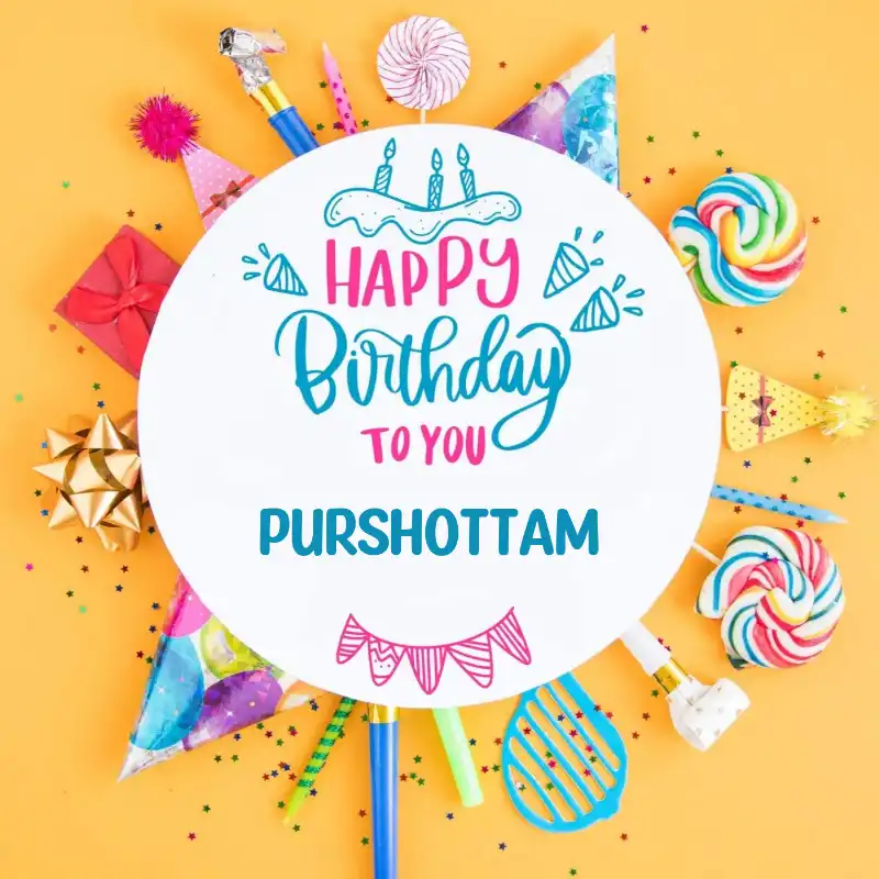 Happy Birthday Purshottam Party Celebration Card