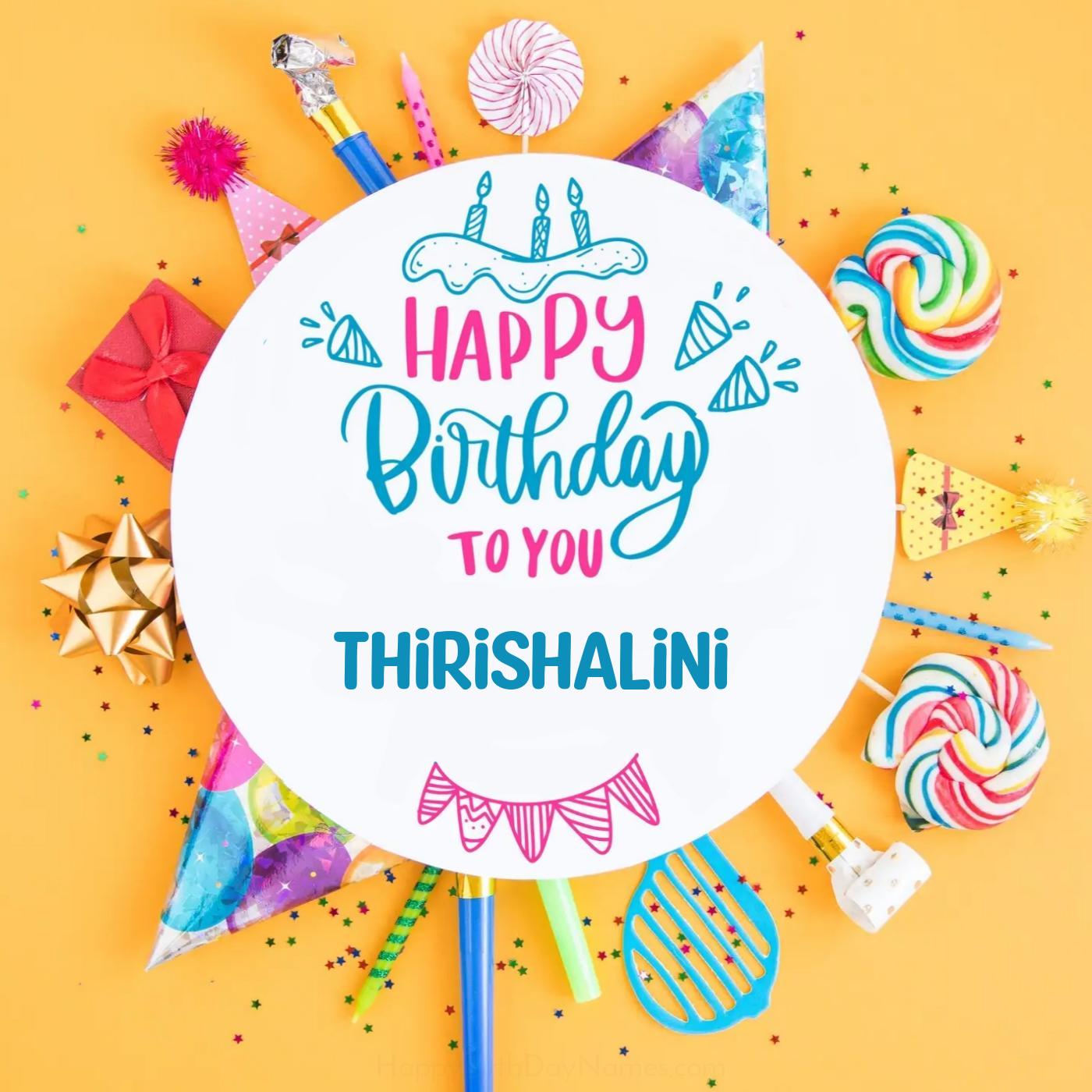 Happy Birthday Thirishalini Party Celebration Card