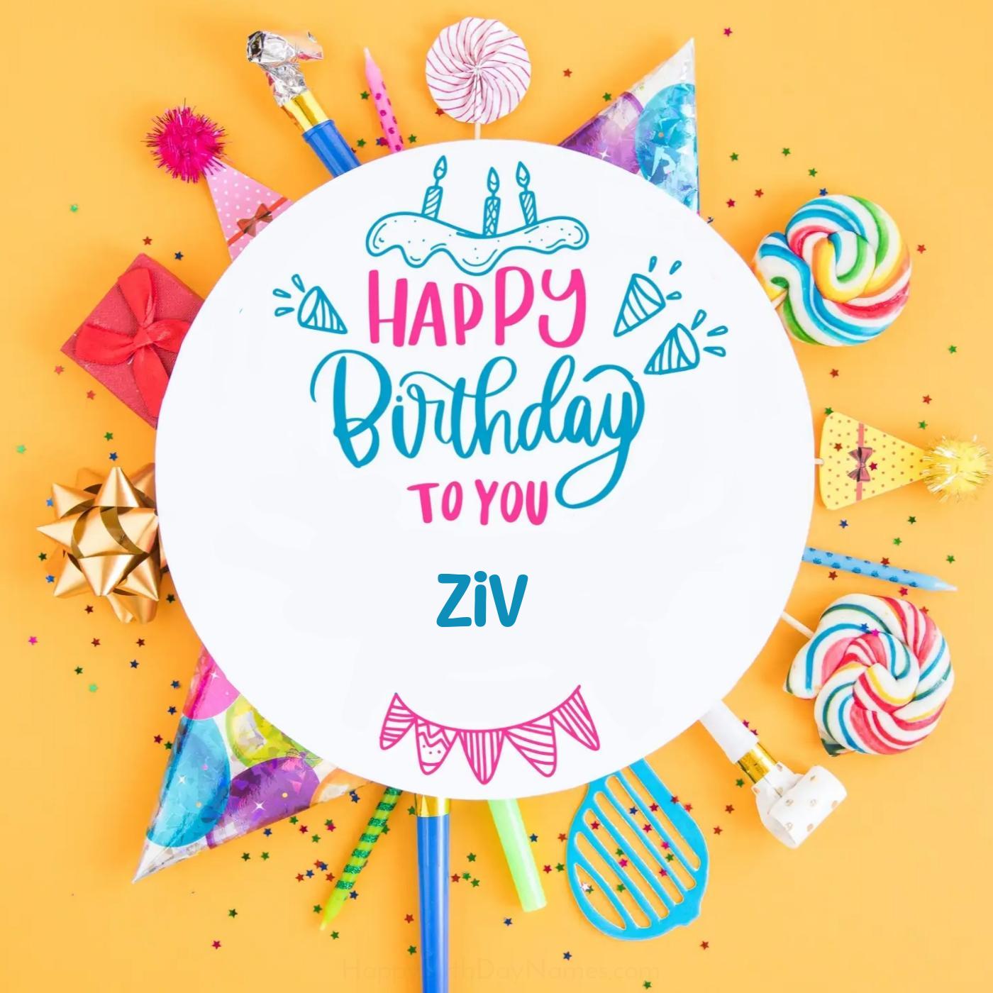 Happy Birthday Ziv Party Celebration Card
