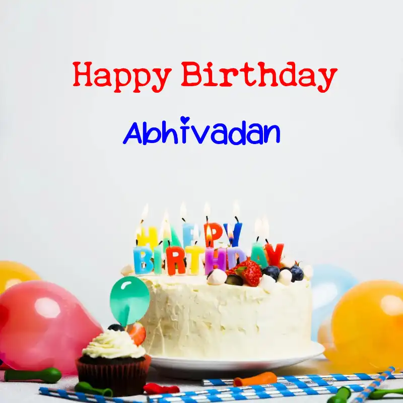 Happy Birthday Abhivadan Cake Balloons Card