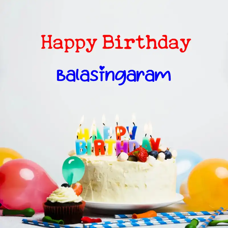 Happy Birthday Balasingaram Cake Balloons Card