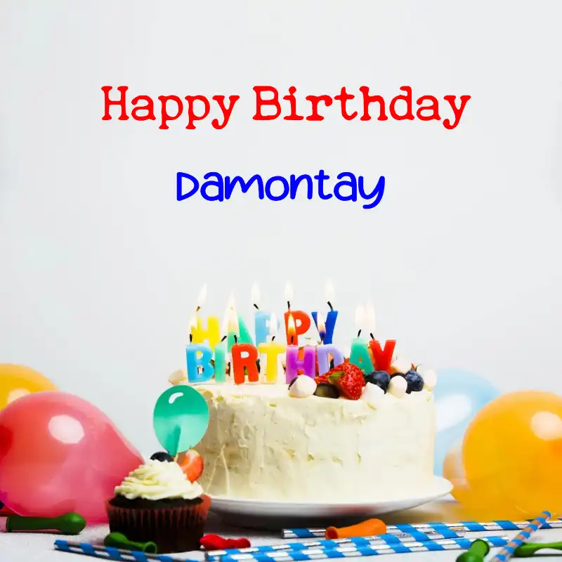 Happy Birthday Damontay Cake Balloons Card
