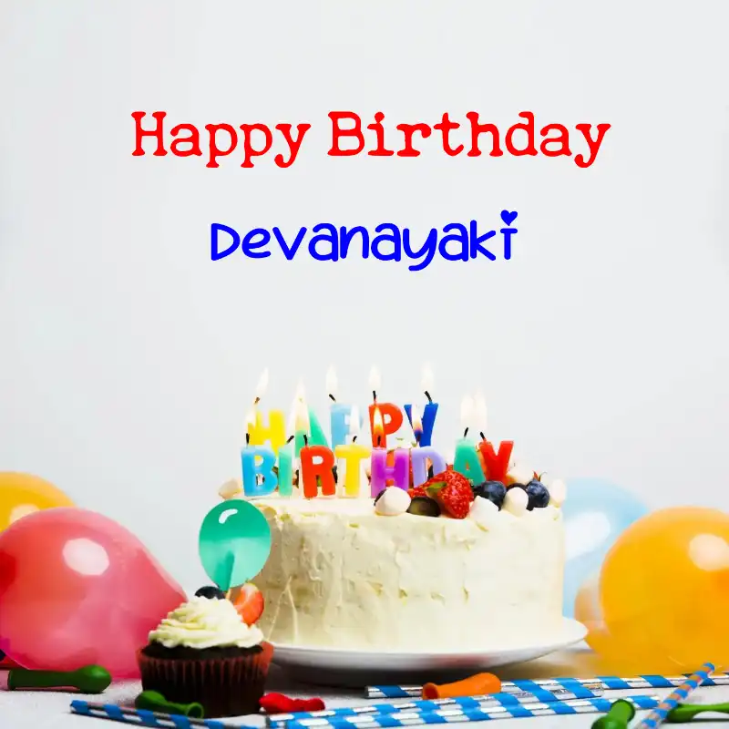 Happy Birthday Devanayaki Cake Balloons Card