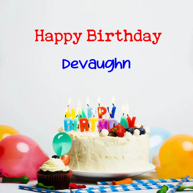 Happy Birthday Devaughn Cake Balloons Card