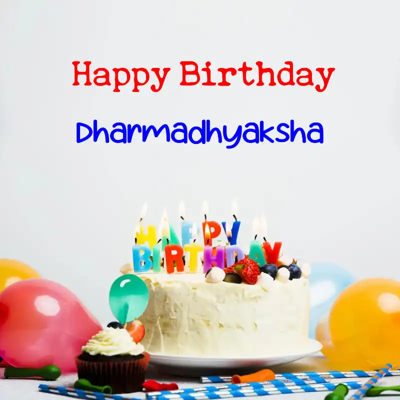 Happy Birthday Dharmadhyaksha Cake Balloons Card