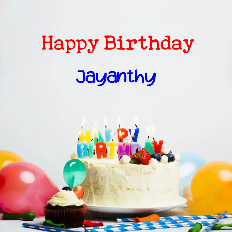 Happy Birthday Jayanthy Cake Balloons Card