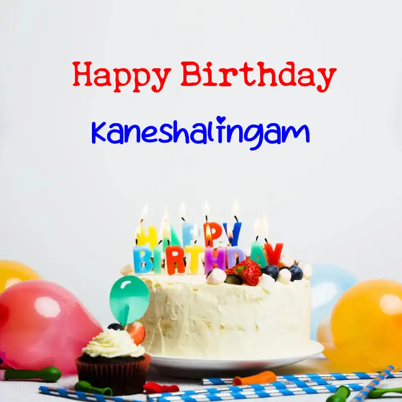 Happy Birthday Kaneshalingam Cake Balloons Card