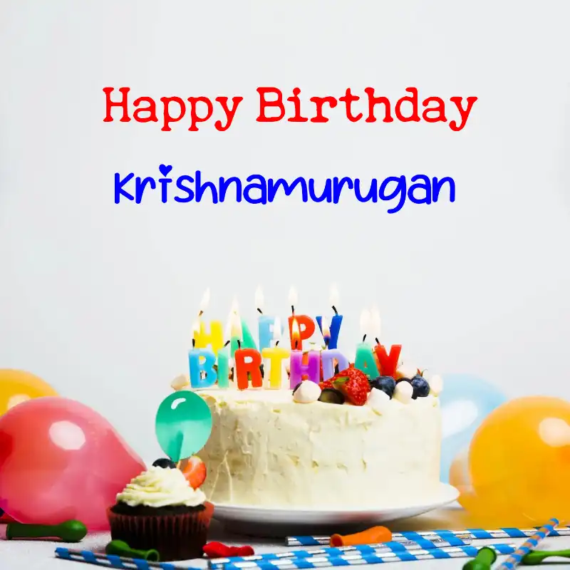 Happy Birthday Krishnamurugan Cake Balloons Card