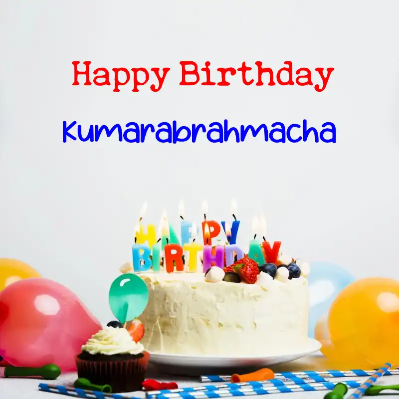 Happy Birthday Kumarabrahmacha Cake Balloons Card