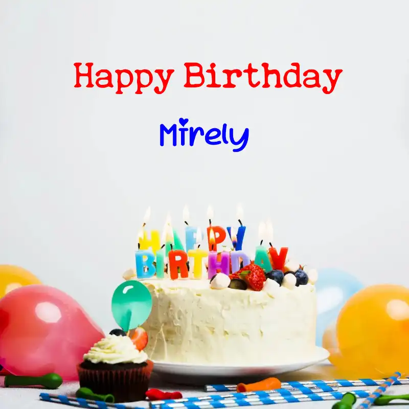 Happy Birthday Mirely Cake Balloons Card