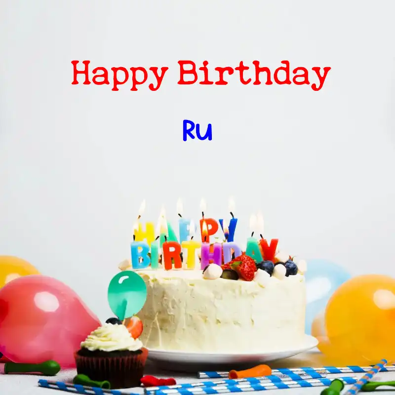 Happy Birthday Ru Cake Balloons Card