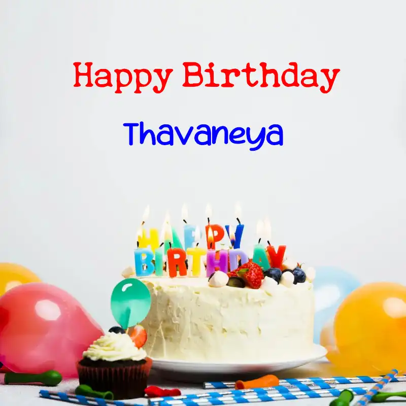 Happy Birthday Thavaneya Cake Balloons Card