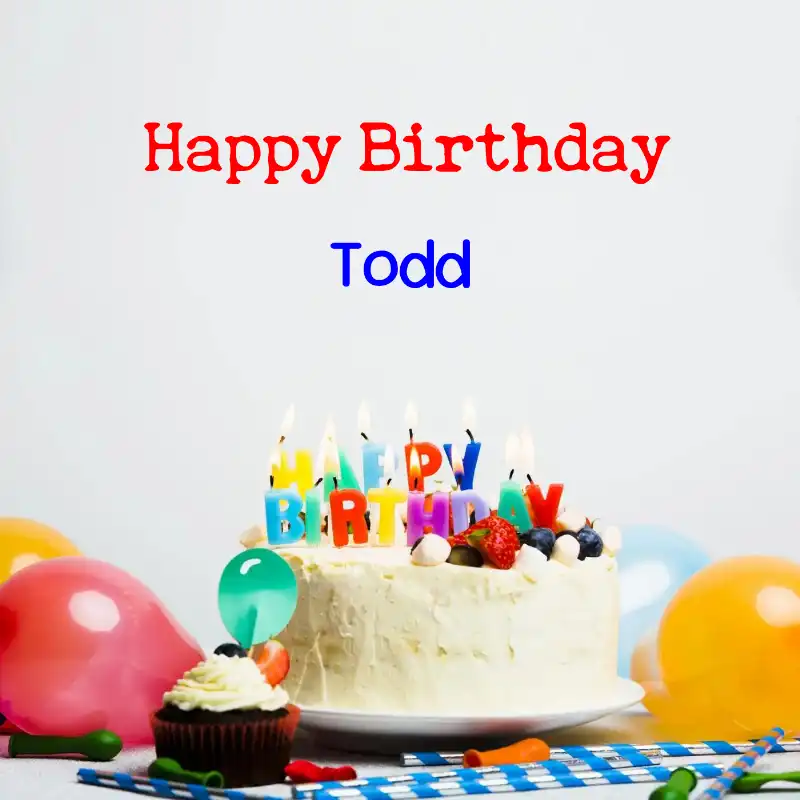 Happy Birthday Todd Cake Balloons Card