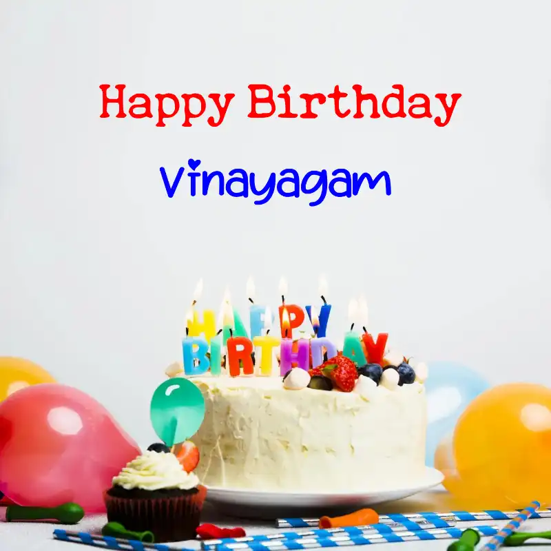 Happy Birthday Vinayagam Cake Balloons Card