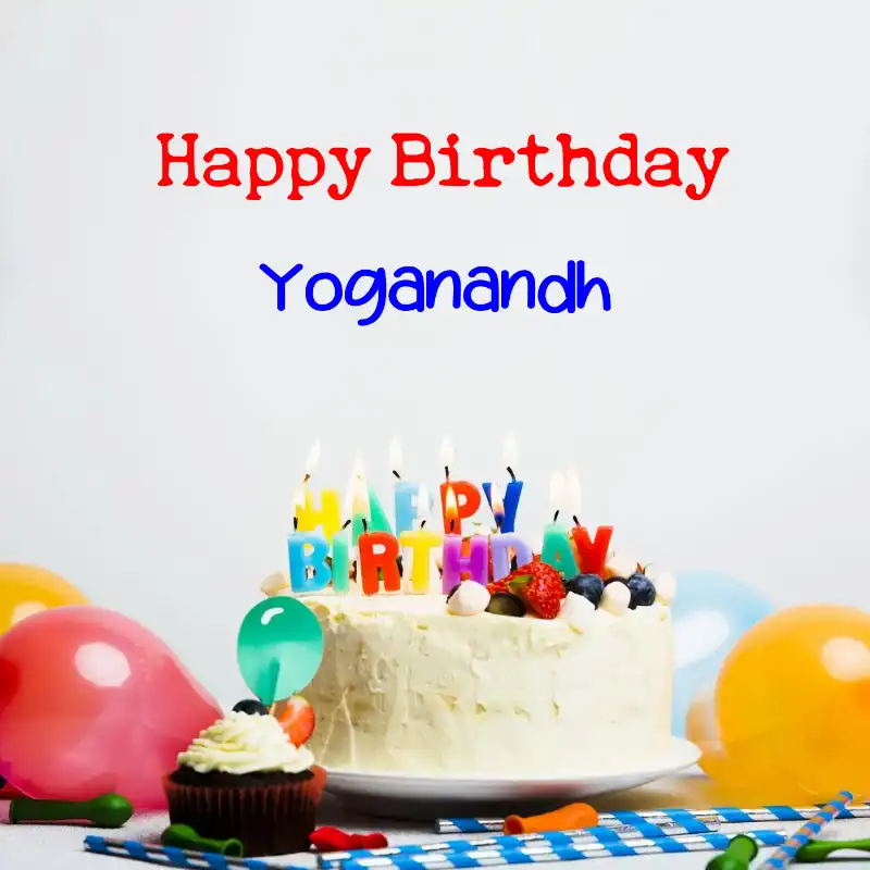 Happy Birthday Yoganandh Cake Balloons Card