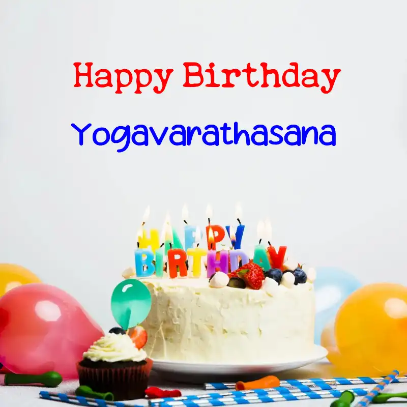 Happy Birthday Yogavarathasana Cake Balloons Card