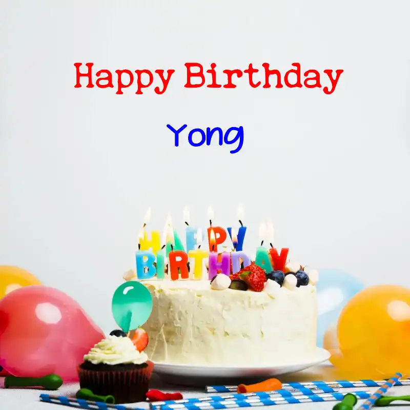 Happy Birthday Yong Cake Balloons Card
