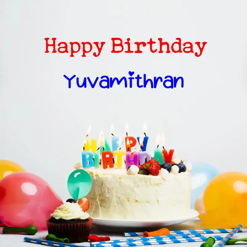 Happy Birthday Yuvamithran Cake Balloons Card