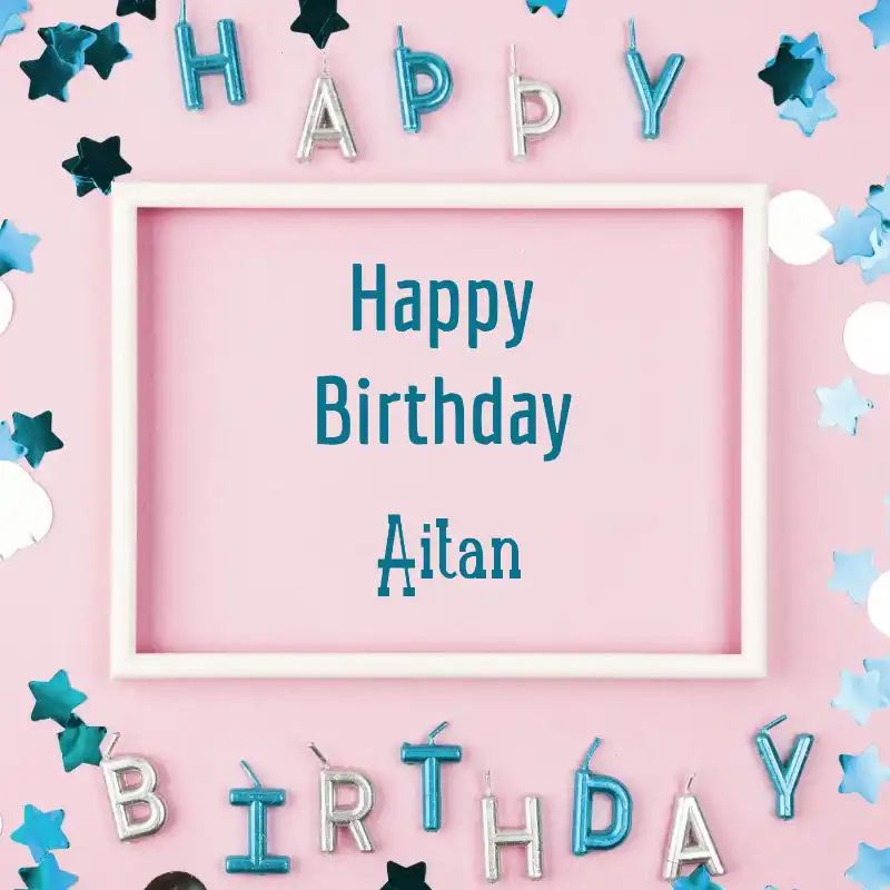 Happy Birthday Aitan Pink Frame Card