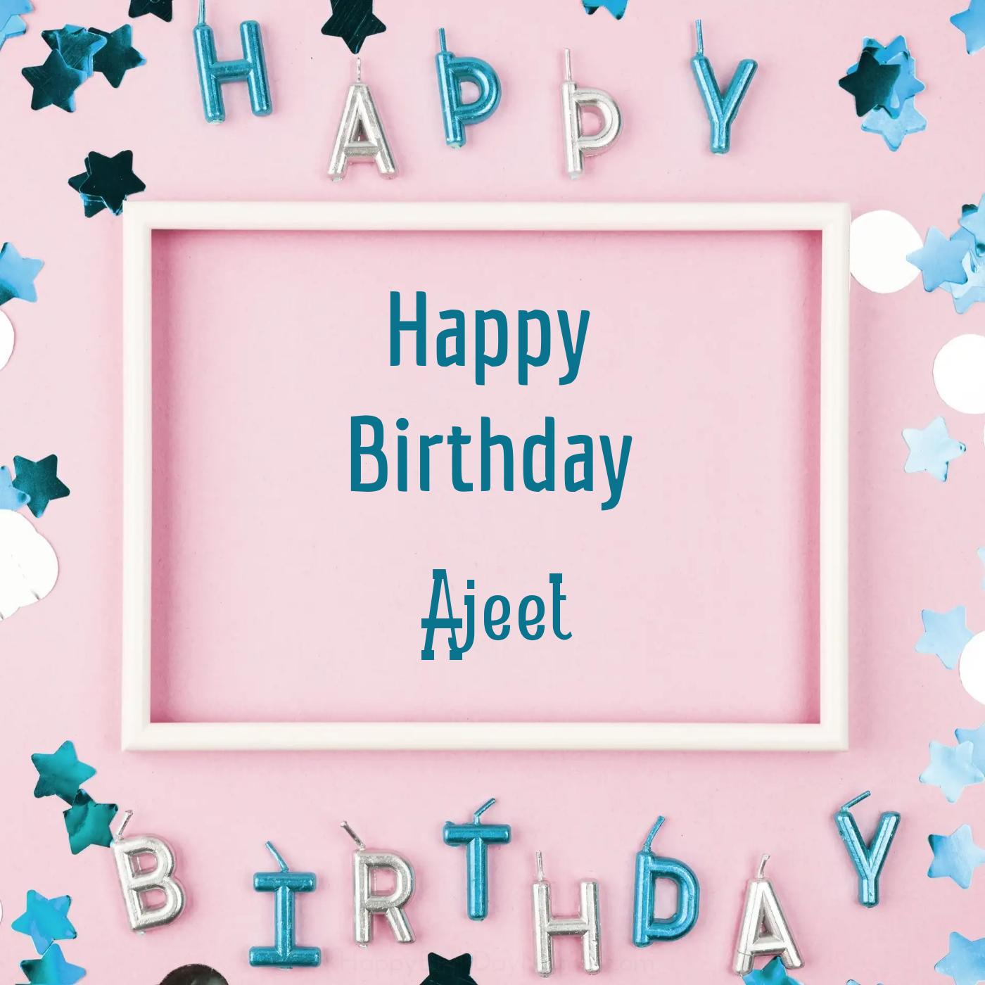 Happy Birthday Ajeet Pink Frame Card