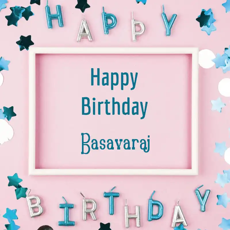 Happy Birthday Basavaraj Pink Frame Card
