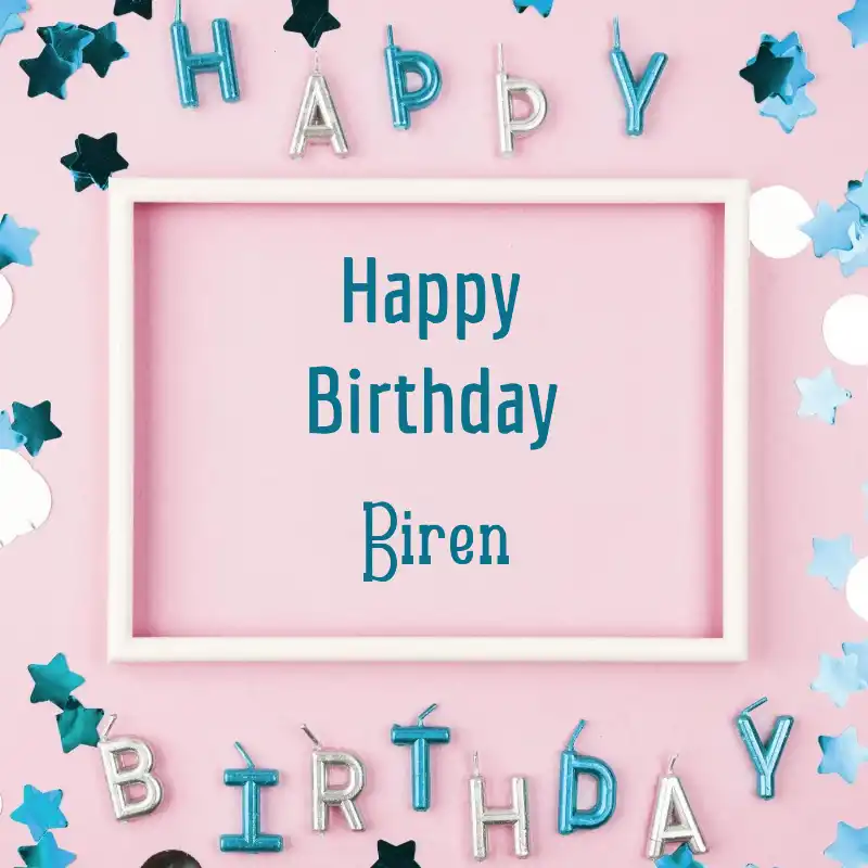 Happy Birthday Biren Pink Frame Card