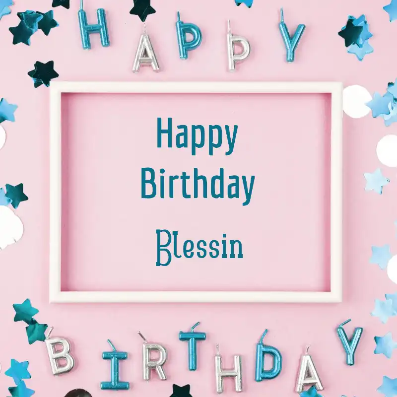 Happy Birthday Blessin Pink Frame Card