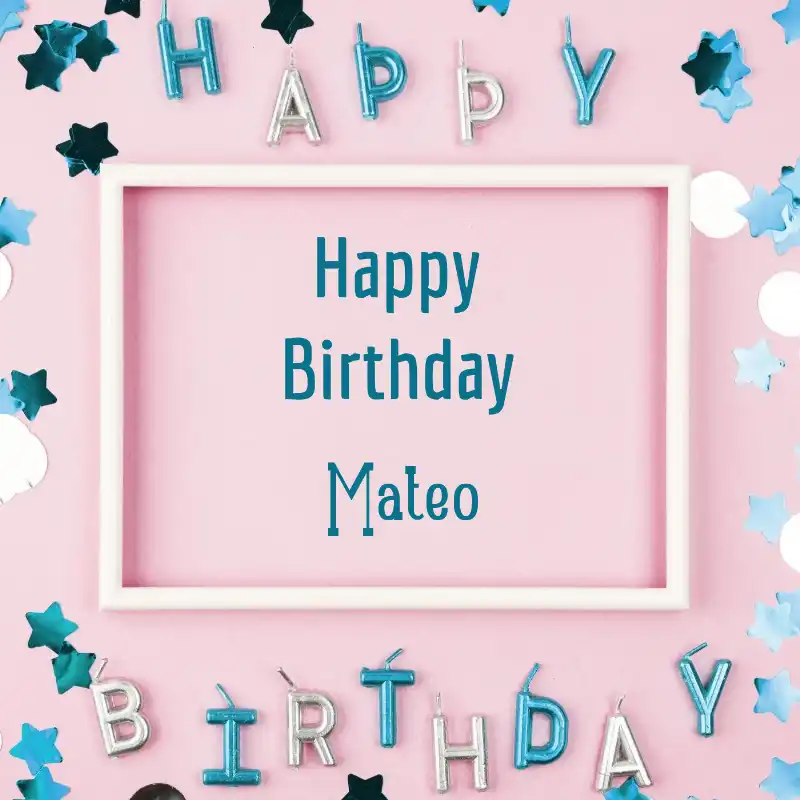 Happy Birthday Mateo Pink Frame Card