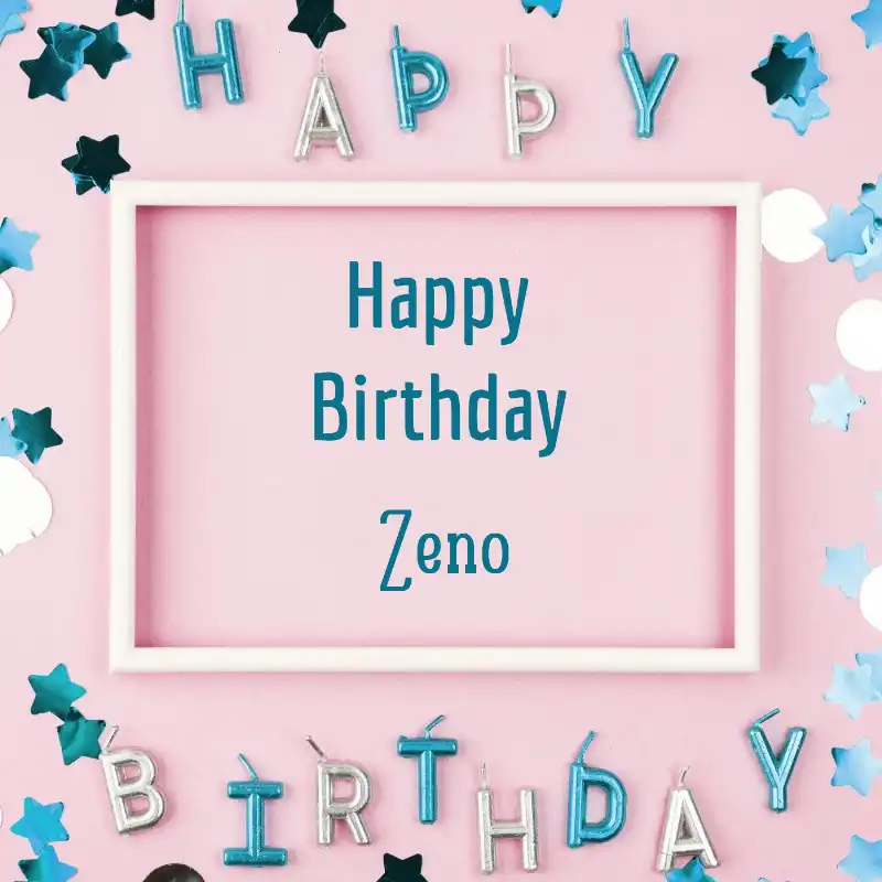 Happy Birthday Zeno Pink Frame Card