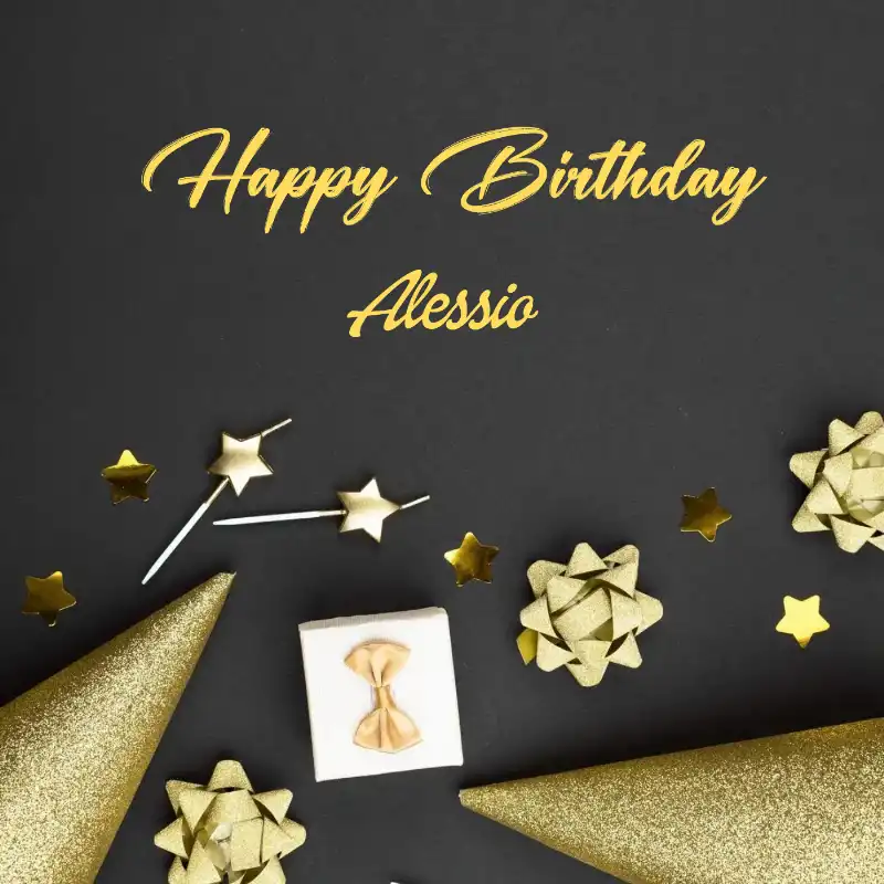 Happy Birthday Alessio Golden Theme Card