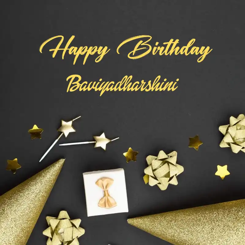 Happy Birthday Baviyadharshini Golden Theme Card