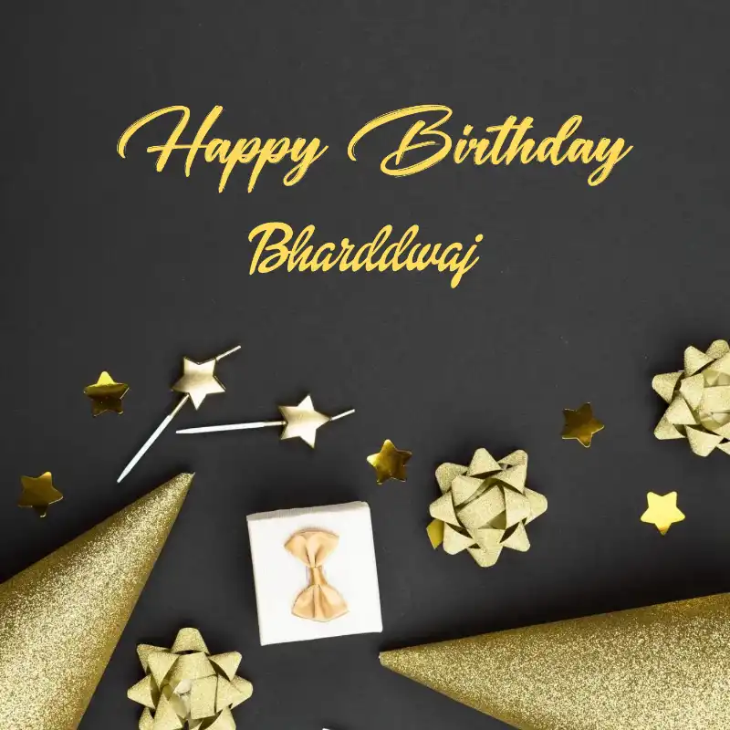 Happy Birthday Bharddwaj Golden Theme Card