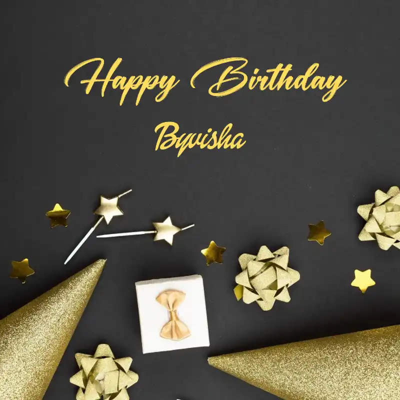 Happy Birthday Byvisha Golden Theme Card
