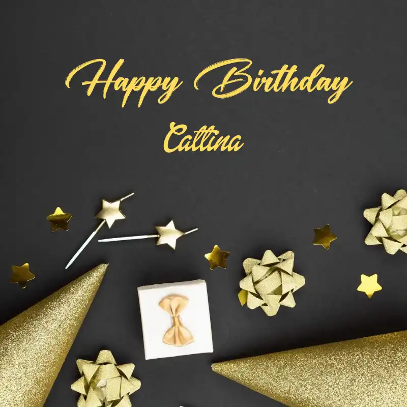 Happy Birthday Cattina Golden Theme Card