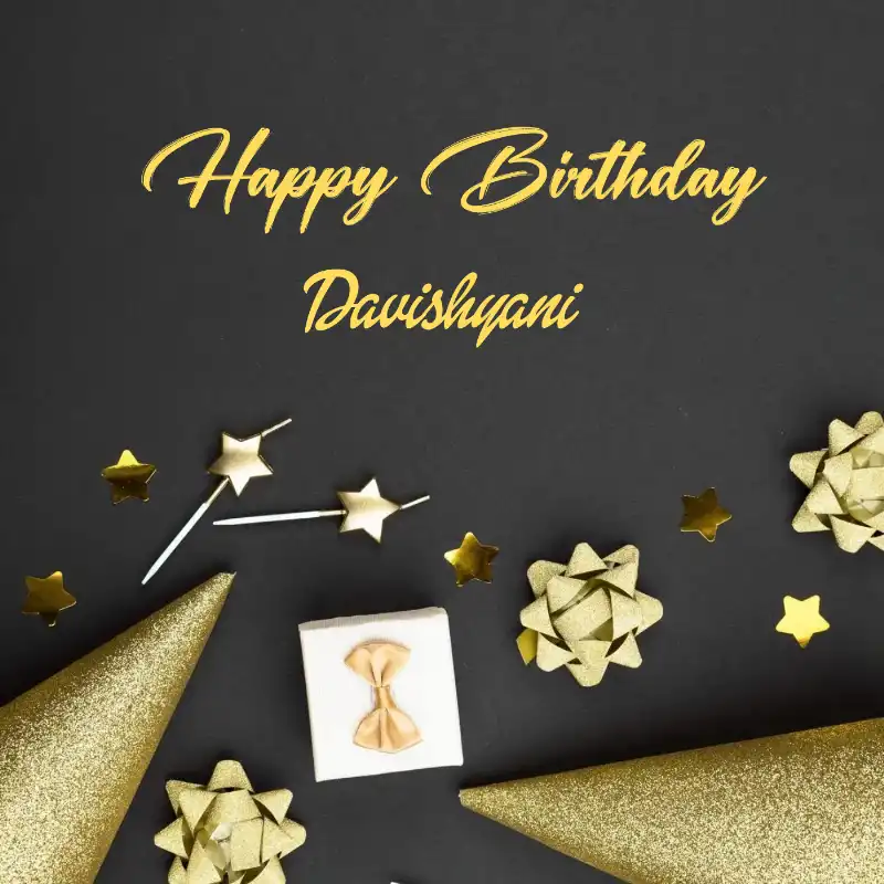 Happy Birthday Davishyani Golden Theme Card