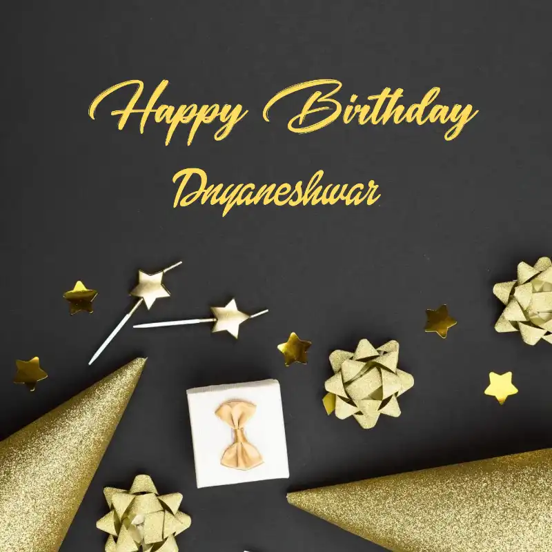 Happy Birthday Dnyaneshwar Golden Theme Card