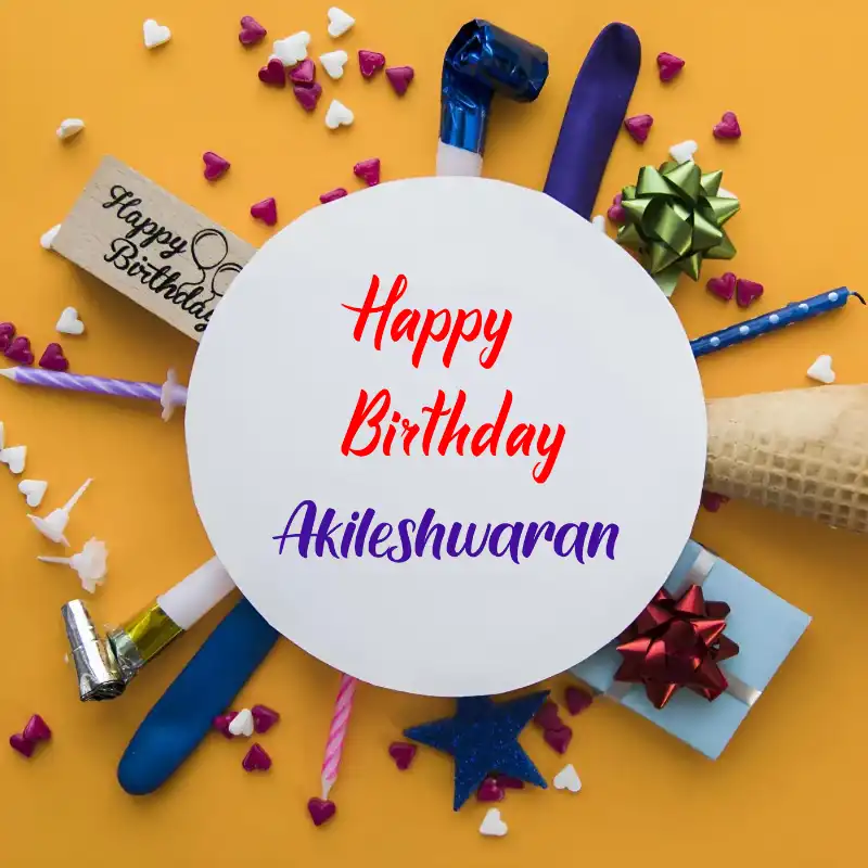 Happy Birthday Akileshwaran Round Frame Card