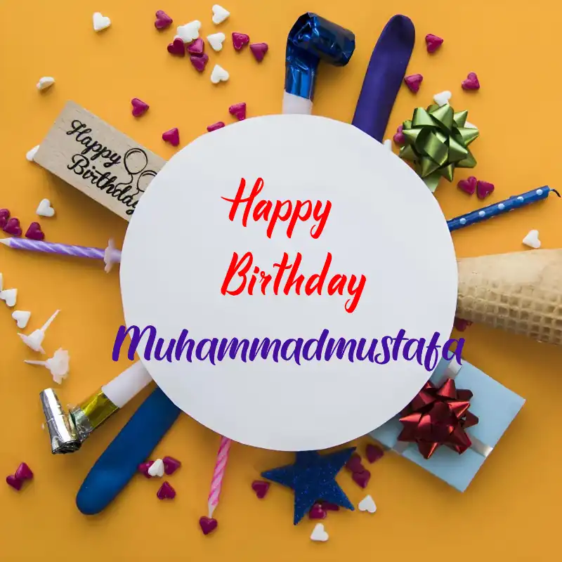 Happy Birthday Muhammadmustafa Round Frame Card