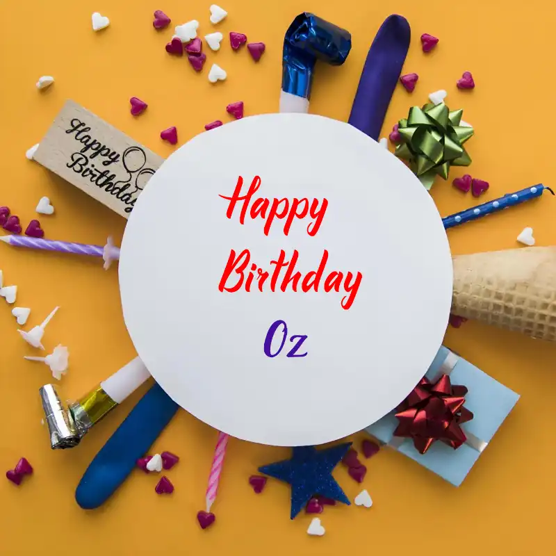 Happy Birthday Oz Round Frame Card
