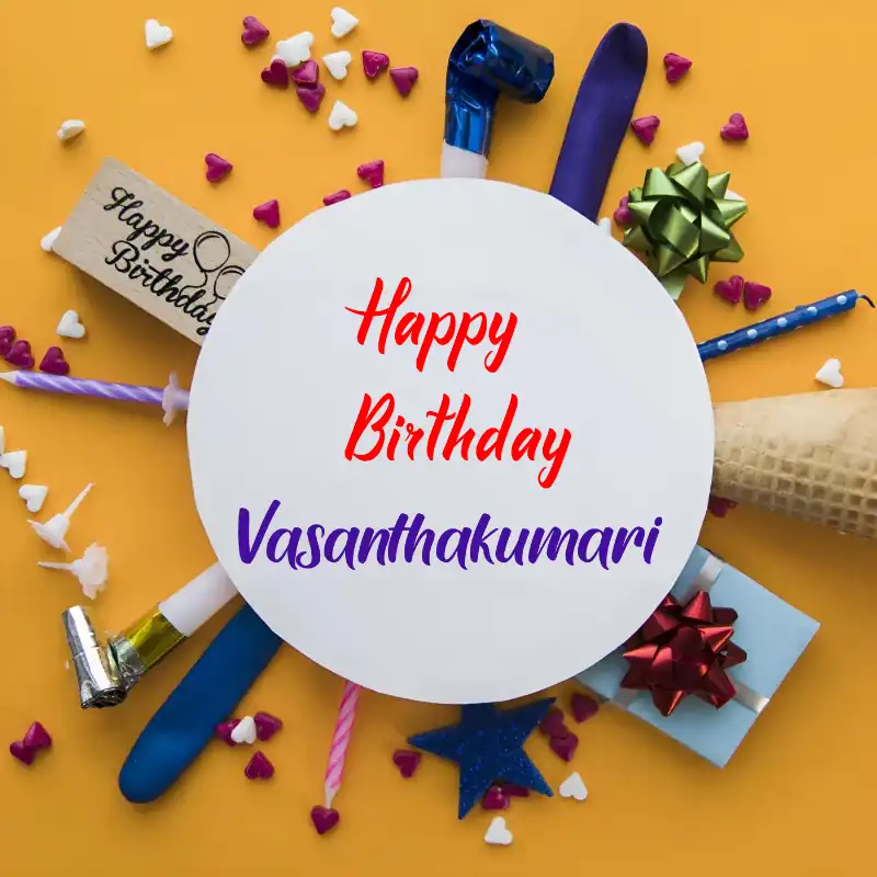 Happy Birthday Vasanthakumari Round Frame Card