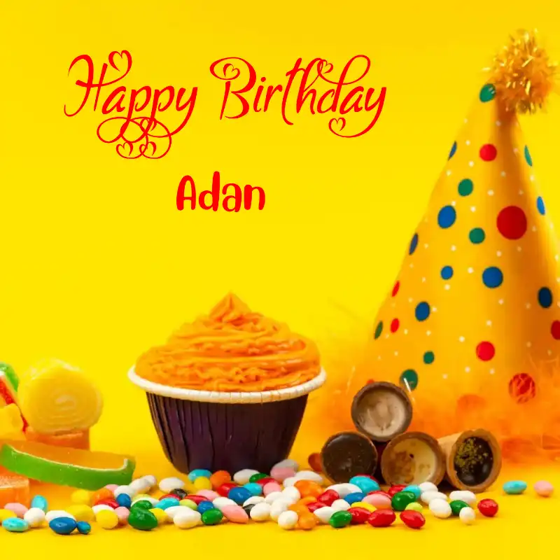 Happy Birthday Adan Colourful Celebration Card