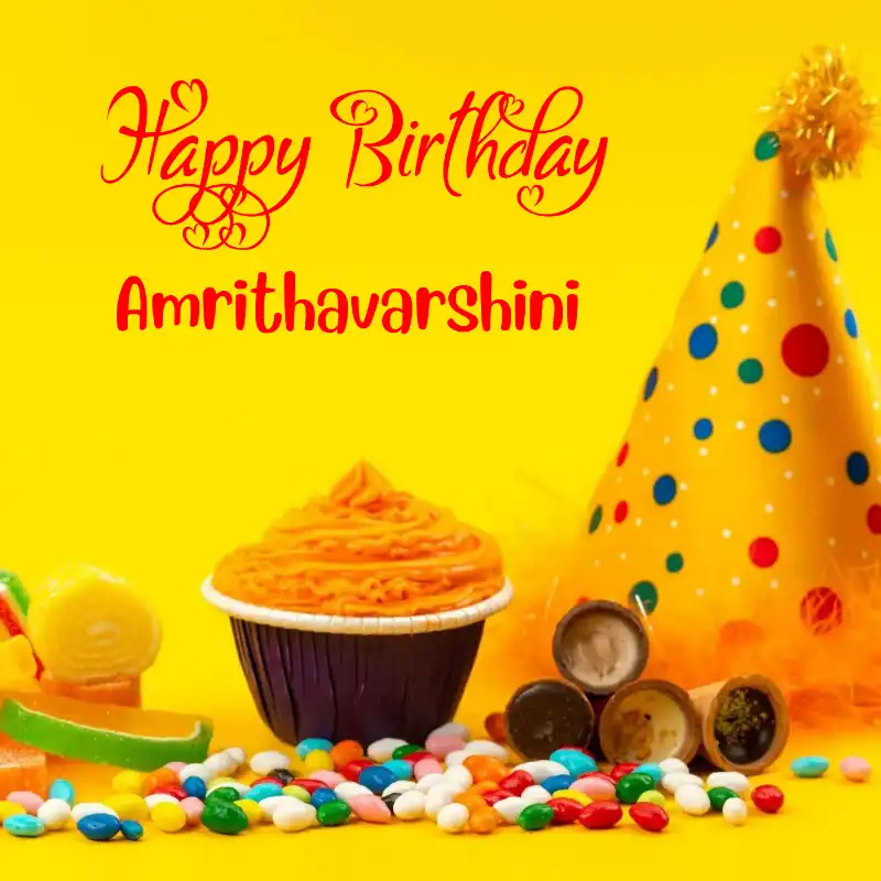 Happy Birthday Amrithavarshini Colourful Celebration Card